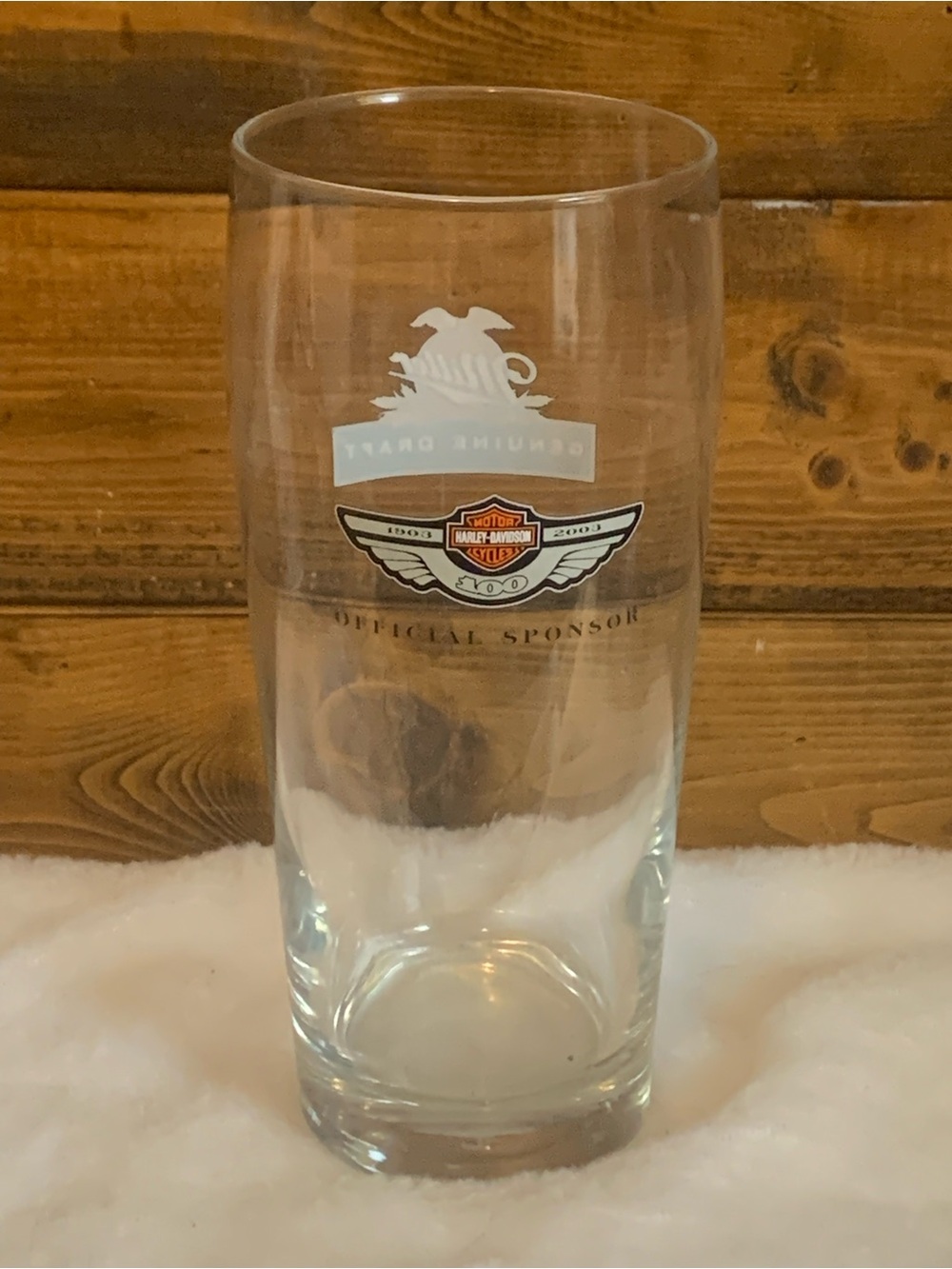 Harley-Davidson Clear Pint Beer Glass with Orange and Black Logo